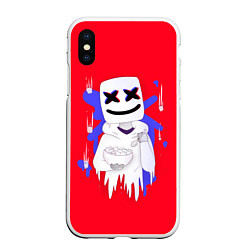 Чехол iPhone XS Max матовый Marshmello: New Era, цвет: 3D-белый