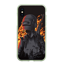 Чехол iPhone XS Max матовый PUBG: Loot Soldiers, цвет: 3D-салатовый