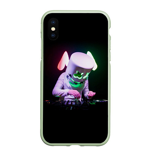 Чехол iPhone XS Max матовый Marshmello: Disco for You / 3D-Салатовый – фото 1