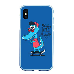 Чехол iPhone XS Max матовый Skate NYC, цвет: 3D-голубой