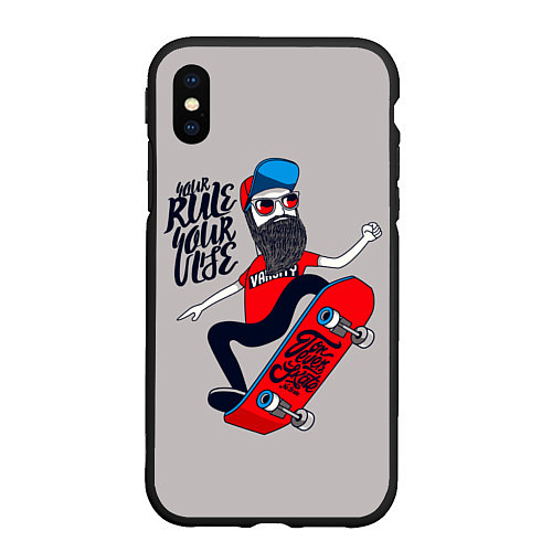 Чехол iPhone XS Max матовый Skaterboard Rule / 3D-Черный – фото 1