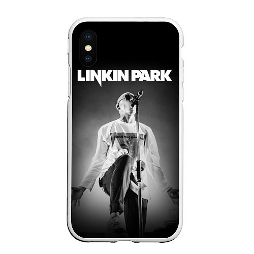 Чехол iPhone XS Max матовый Linkin Park: Bennington / 3D-Белый – фото 1