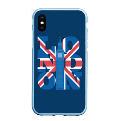 Чехол iPhone XS Max матовый London: Great Britain, цвет: 3D-голубой