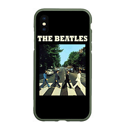 Чехол iPhone XS Max матовый The Beatles: Abbey Road, цвет: 3D-темно-зеленый
