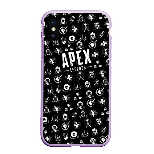 Чехол iPhone XS Max матовый Apex Legends: Black Pattern / 3D-Сиреневый – фото 1