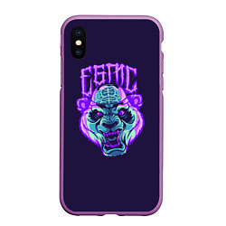 Чехол iPhone XS Max матовый Evil Panda, цвет: 3D-фиолетовый