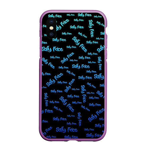 Чехол iPhone XS Max матовый Sally Face: Blue Pattern / 3D-Фиолетовый – фото 1