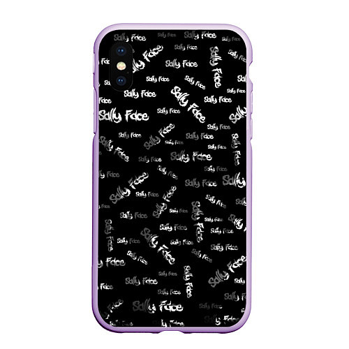 Чехол iPhone XS Max матовый Sally Face: Black Pattern / 3D-Сиреневый – фото 1