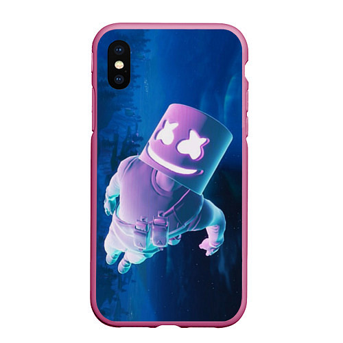 Чехол iPhone XS Max матовый Marshmello Effect / 3D-Малиновый – фото 1