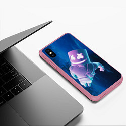 Чехол iPhone XS Max матовый Marshmello Effect, цвет: 3D-малиновый — фото 2