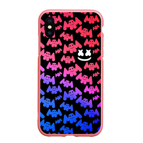 Чехол iPhone XS Max матовый Marshmello: Pink & Violet / 3D-Баблгам – фото 1