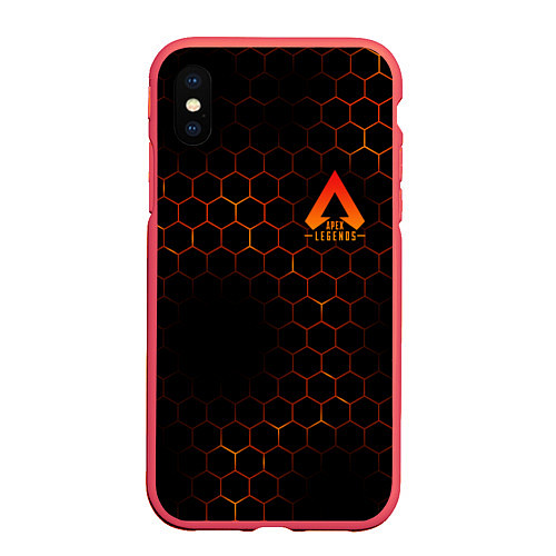 Чехол iPhone XS Max матовый Apex Legends: Orange Carbon / 3D-Красный – фото 1