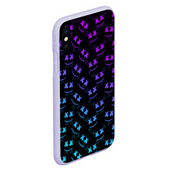 Чехол iPhone XS Max матовый Marshmello: Dark Neon, цвет: 3D-светло-сиреневый — фото 2