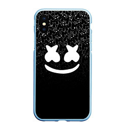 Чехол iPhone XS Max матовый Marshmello Black, цвет: 3D-голубой