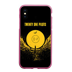 Чехол iPhone XS Max матовый Twenty One Pilots: Yellow Moon, цвет: 3D-малиновый