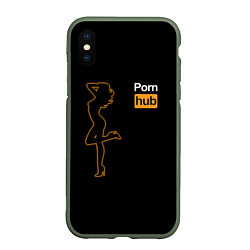 Чехол iPhone XS Max матовый PornHub: Neon Girl, цвет: 3D-темно-зеленый