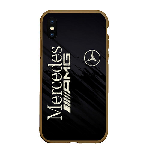 Чехол iPhone XS Max матовый Mercedes AMG: Black Edition / 3D-Коричневый – фото 1