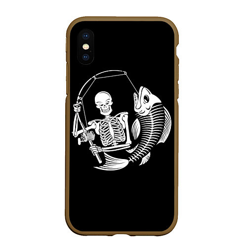 Чехол iPhone XS Max матовый Fishing Skull / 3D-Коричневый – фото 1