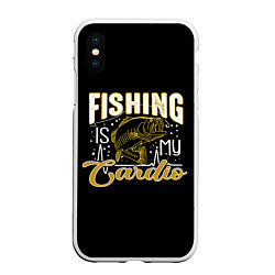 Чехол iPhone XS Max матовый Fishing is my Cardio