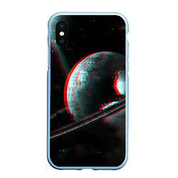 Чехол iPhone XS Max матовый Cosmos Glitch, цвет: 3D-голубой