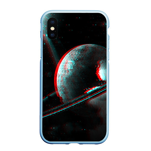 Чехол iPhone XS Max матовый Cosmos Glitch / 3D-Голубой – фото 1