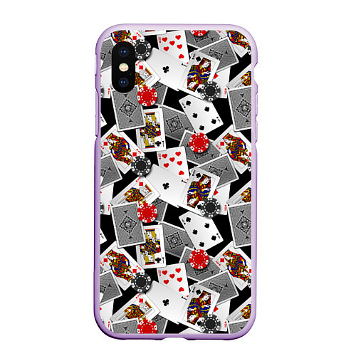 Чехол iPhone XS Max матовый Игральные карты и фишки / 3D-Сиреневый – фото 1
