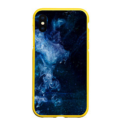 Чехол iPhone XS Max матовый Синий космос, цвет: 3D-желтый
