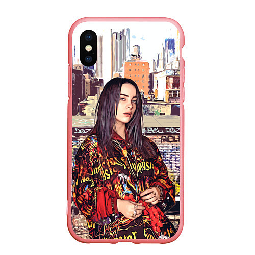 Чехол iPhone XS Max матовый Billie Eilish: Street Style / 3D-Баблгам – фото 1