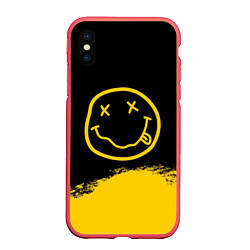 Чехол iPhone XS Max матовый NIRVANA, цвет: 3D-красный