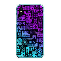 Чехол iPhone XS Max матовый BTS Logos, цвет: 3D-мятный