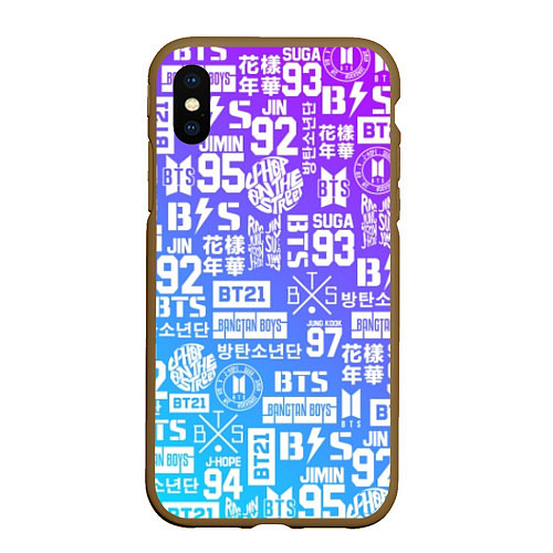 Чехол iPhone XS Max матовый BTS Logos / 3D-Коричневый – фото 1