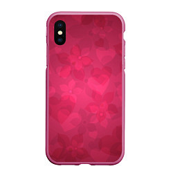 Чехол iPhone XS Max матовый Любовь и счастье, цвет: 3D-малиновый