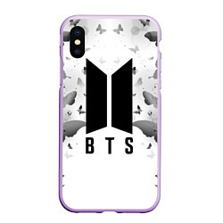 Чехол iPhone XS Max матовый BTS: Grey Butterflies, цвет: 3D-сиреневый