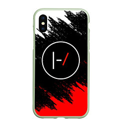 Чехол iPhone XS Max матовый 21 Pilots: Black & Red, цвет: 3D-салатовый