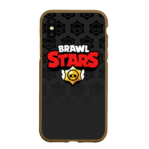 Чехол iPhone XS Max матовый Brawl Stars: Black Team / 3D-Коричневый – фото 1