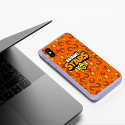 Чехол iPhone XS Max матовый Brawl Stars: Orange Team, цвет: 3D-светло-сиреневый — фото 2