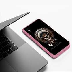 Чехол iPhone XS Max матовый Череп с роучем, цвет: 3D-малиновый — фото 2