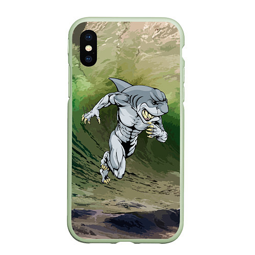 Чехол iPhone XS Max матовый Great White / 3D-Салатовый – фото 1