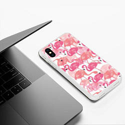 Чехол iPhone XS Max матовый Рай фламинго, цвет: 3D-белый — фото 2