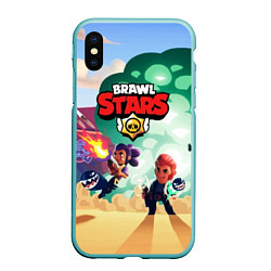 Чехол iPhone XS Max матовый Brawl Stars, цвет: 3D-мятный