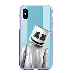 Чехол iPhone XS Max матовый Marshmello, цвет: 3D-светло-сиреневый