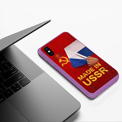 Чехол iPhone XS Max матовый MADE IN USSR, цвет: 3D-фиолетовый — фото 2