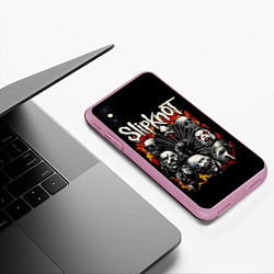 Чехол iPhone XS Max матовый Slipknot: Faces, цвет: 3D-розовый — фото 2