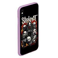 Чехол iPhone XS Max матовый Slipknot: Faces, цвет: 3D-сиреневый — фото 2