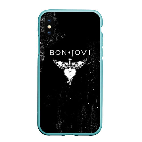 Чехол iPhone XS Max матовый Bon Jovi / 3D-Мятный – фото 1