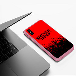 Чехол iPhone XS Max матовый STRANGER THINGS, цвет: 3D-малиновый — фото 2