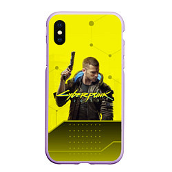 Чехол iPhone XS Max матовый CYBERPUNK 2077, цвет: 3D-сиреневый