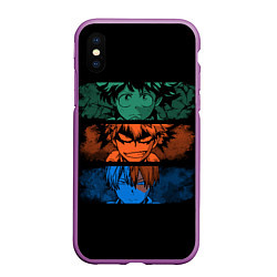 Чехол iPhone XS Max матовый Моя геройская академия, цвет: 3D-фиолетовый