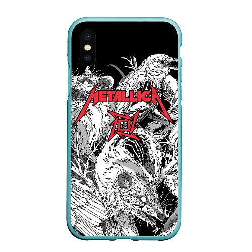 Чехол iPhone XS Max матовый Metallica крысы зомби / 3D-Мятный – фото 1