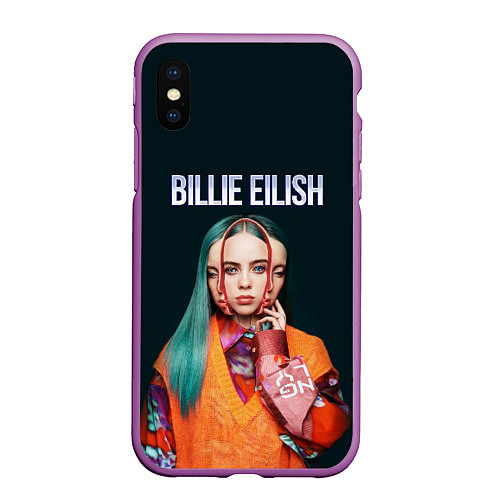 Чехол iPhone XS Max матовый BILLIE EILISH / 3D-Фиолетовый – фото 1